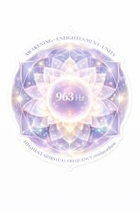 963 Hz Awakening Frequency Sun-Catcher Sticker, handmade by Mila Earth
