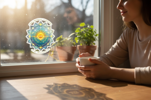 432 Hz Sacred Frequency Sun-Catcher Sticker, alternate view 3