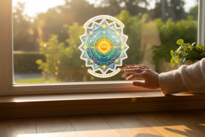 432 Hz Sacred Frequency Sun-Catcher Sticker, alternate view 2