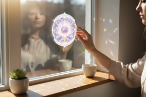 963 Hz Awakening Frequency Sun-Catcher Sticker, alternate view 2