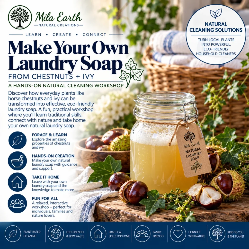 Make Your Own Laundry Soap from Chestnuts and Ivy: hands-on natural cleaning workshop at Mila Earth