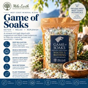 Mila Earth Game of Soaks magnesium bath flakes with West Coast botanicals