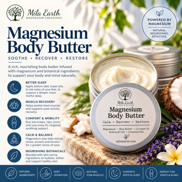 Mila Earth magnesium body butter tin