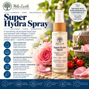 Mila Earth Super Hydra Spray with collagen, CoQ10 and rosewater